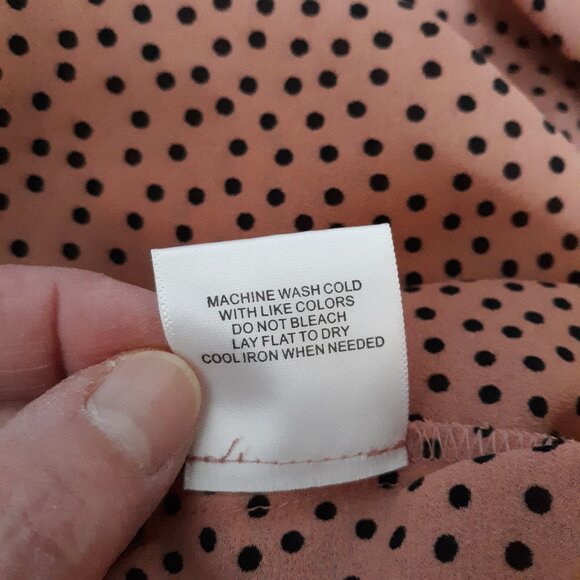 ModCloth Black Polka Dot on Peach V-Neck Tunic Blouse - Picture 7 of 7